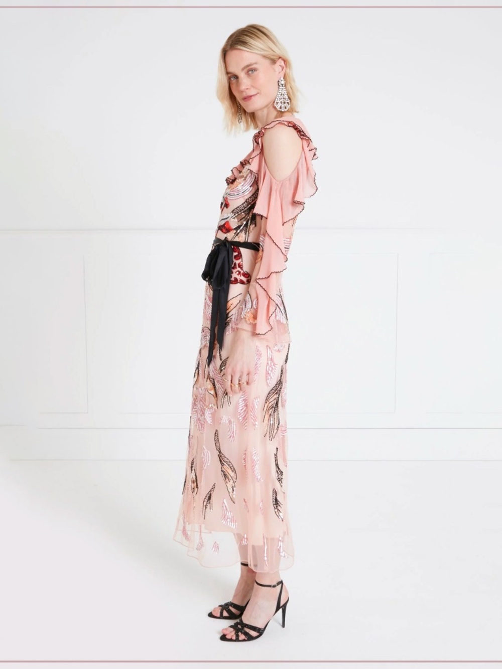 $3910 Temperley London ‘Amaya’ Embellished Rosewater Ruffle Runway Midi Dress - Picture 8 of 15